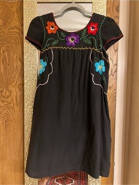 Vava by Joy Han Black Dress with Multicolor Floral Embroidery